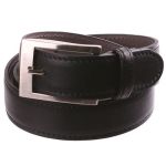Ceinture en cuir noire, intérieur cuir gris