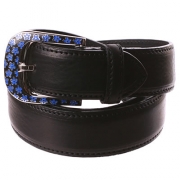 Ceinture en cuir noire boucle fleurie
