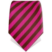 Cravate rayée framboise et marron