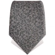 Cravate grise à motifs fleuris brodés gris clair