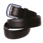 Ceinture en cuir noire boucle fleurie