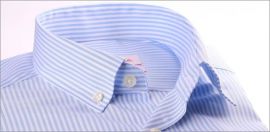 Chemise oxford rayé bleu et blanc à col boutonné