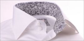 Chemise blanche à col et poignets à motifs gris clair