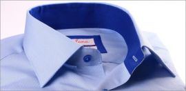 Chemise bleu clair à col et poignets unis bleu outremer