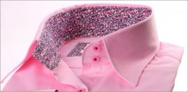 Chemisier rose à manches trois quarts, col et revers des manches en Liberty mauve