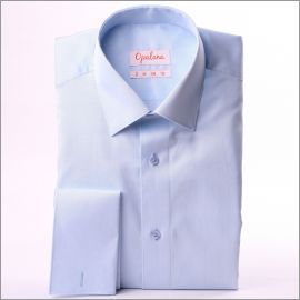 Chemise bleu clair tissu gabardine à poignets mousquetaires
