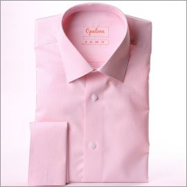 Chemise à carreaux Vichy roses et poignets mousquetaires