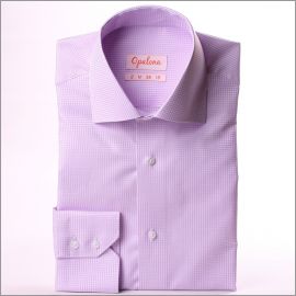 Chemise à carreaux Vichy mauves et blancs