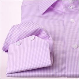 Chemise à carreaux Vichy mauves et blancs