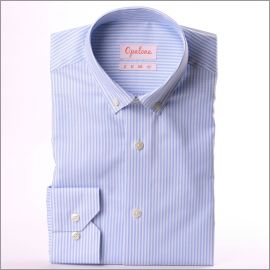 Chemise oxford rayé bleu et blanc à col boutonné