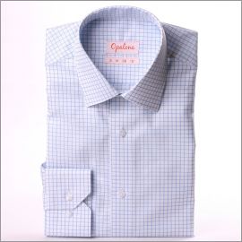 Chemise blanche à carreaux bleu clair