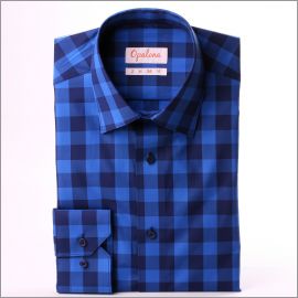 Chemise à grands carreaux bleus et bleu marine