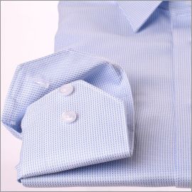 Chemise tissu natté bleu clair et blanc