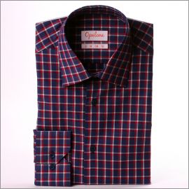 Chemise à carreaux bleu marine, gris et bordeaux