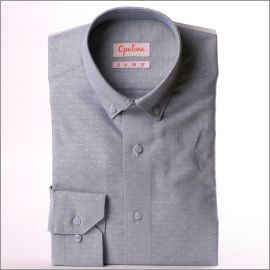 Chemise bleu gris à petits pois