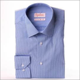 Chemise bleu moyen à fines rayures blanches