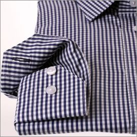 Chemise à carreaux Vichy bleu marine et blancs