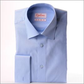 Chemise bleu clair à poignets mousquetaires tissu oxford