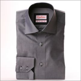 Chemise grise à col et poignets à motifs fleuris gris et noirs