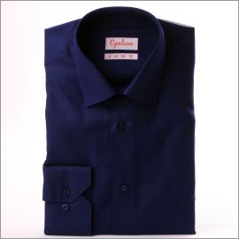 Chemise bleu marine à petits pois ton sur ton