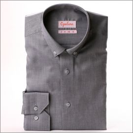 Chemise grise à col boutonné