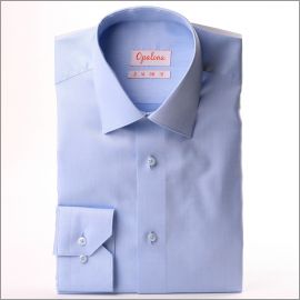Chemise bleu clair tissu Pin point à petits pois ton sur ton