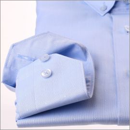 Chemise à col boutonné bleu clair à petits pois ton sur ton
