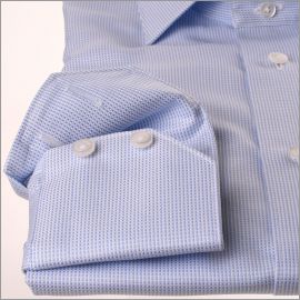 Chemise tissu natté bleu clair et blanc