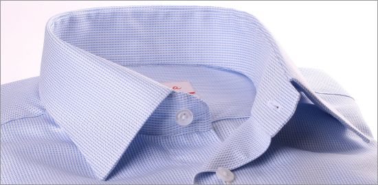 Chemise tissu natté bleu clair et blanc