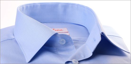 Chemise bleu clair à poignets mousquetaires tissu oxford