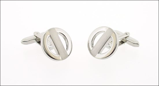 Rhodium circle cufflinks