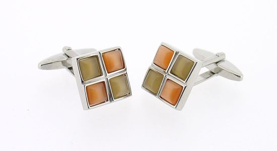 Orange cat's eyes cufflinks