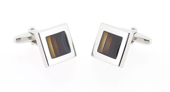 Brown enameled cufflinks