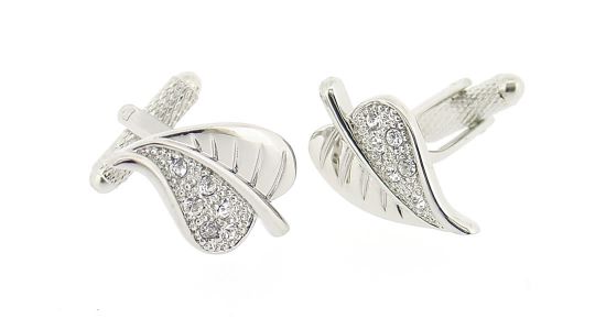 Leaf with crystals cufflinks