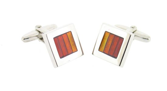 Orange enameled cufflinks