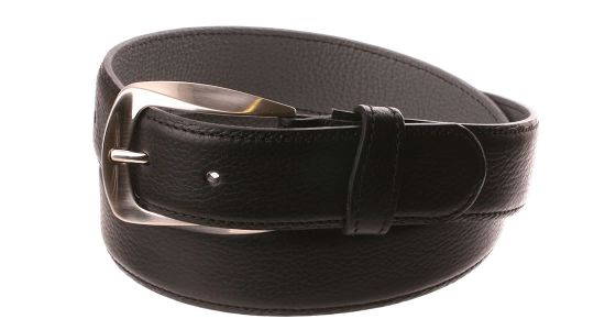 Ceinture en cuir noir à revers gris