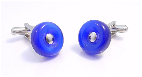 Boutons de manchette ronds bleus