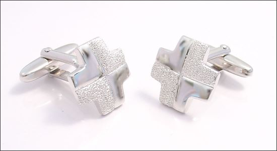 Cross cufflinks half shiny-half grainy