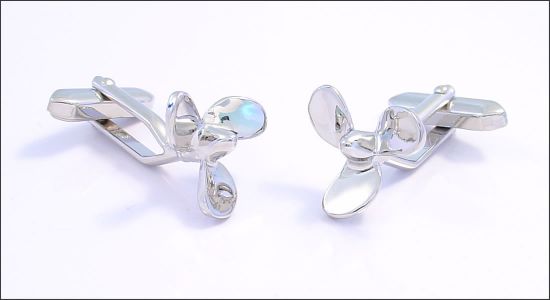 Rhodium propeller cufflinks