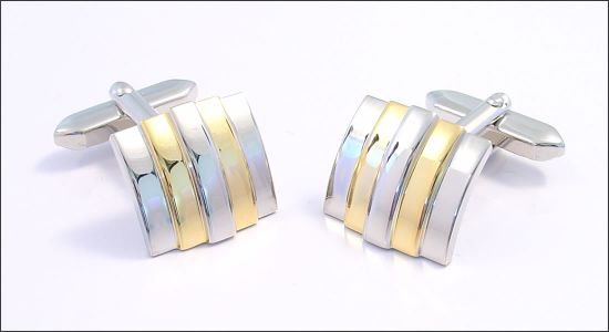 Rhodium and gilded stairs cufflinks