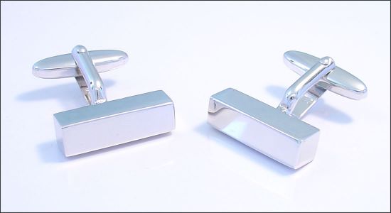 Rhodium bar cufflinks