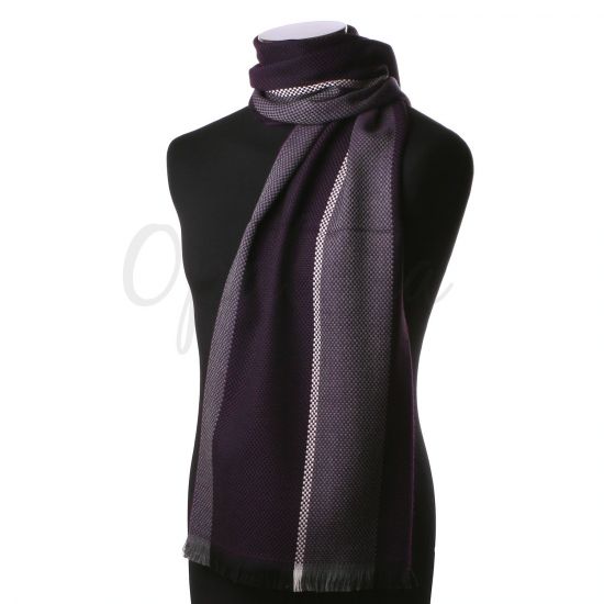 Echarpe nattée violette et grise