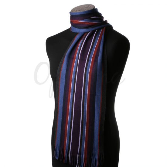 Echarpe à rayures bleues, violettes et bordeaux