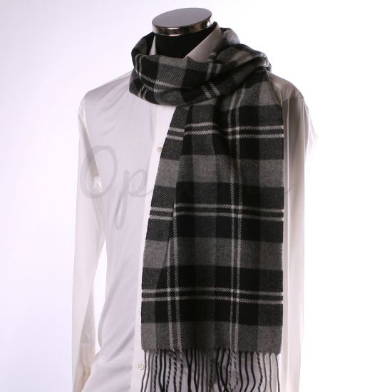 Echarpe à carreaux écossais noirs, gris et blancs
