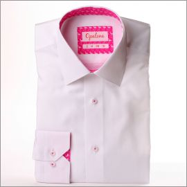 Chemise blanche à col et poignets à motifs flamants roses