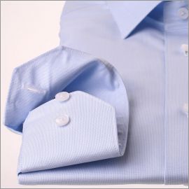 Chemise tissu natté bleu clair et blanc