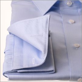 Chemise tissu natté bleu clair et blanc