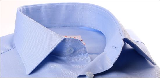 Chemise bleu clair tissu Pin point à petits pois ton sur ton
