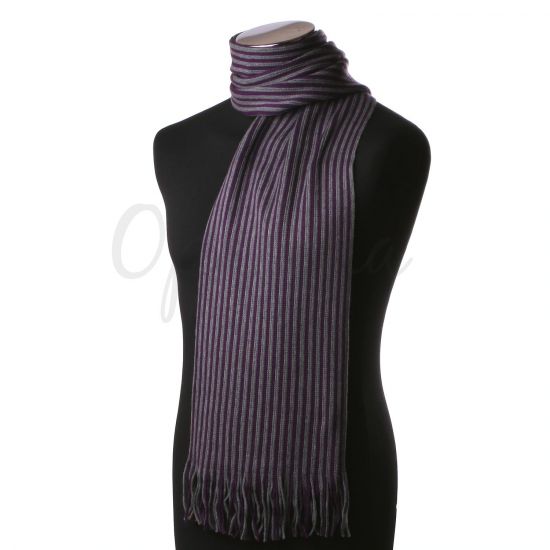 Echarpe à fines rayures grises et violettes