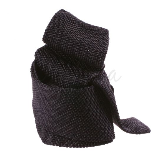 Cravate tricot en soie anthracite